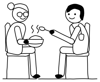 Meal assistance from the Aged Care 2 shape library