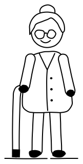 Resident standing from the Aged Care 2 shape library