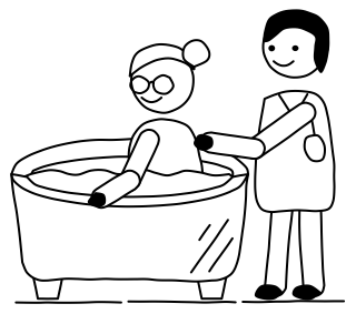 Bathing assistance from the Aged Care 2 shape library
