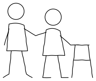 Caregiver assisting from the aged-care shape library