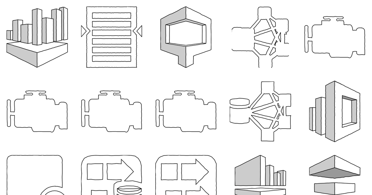 A selection of shapes from AWS Analytics