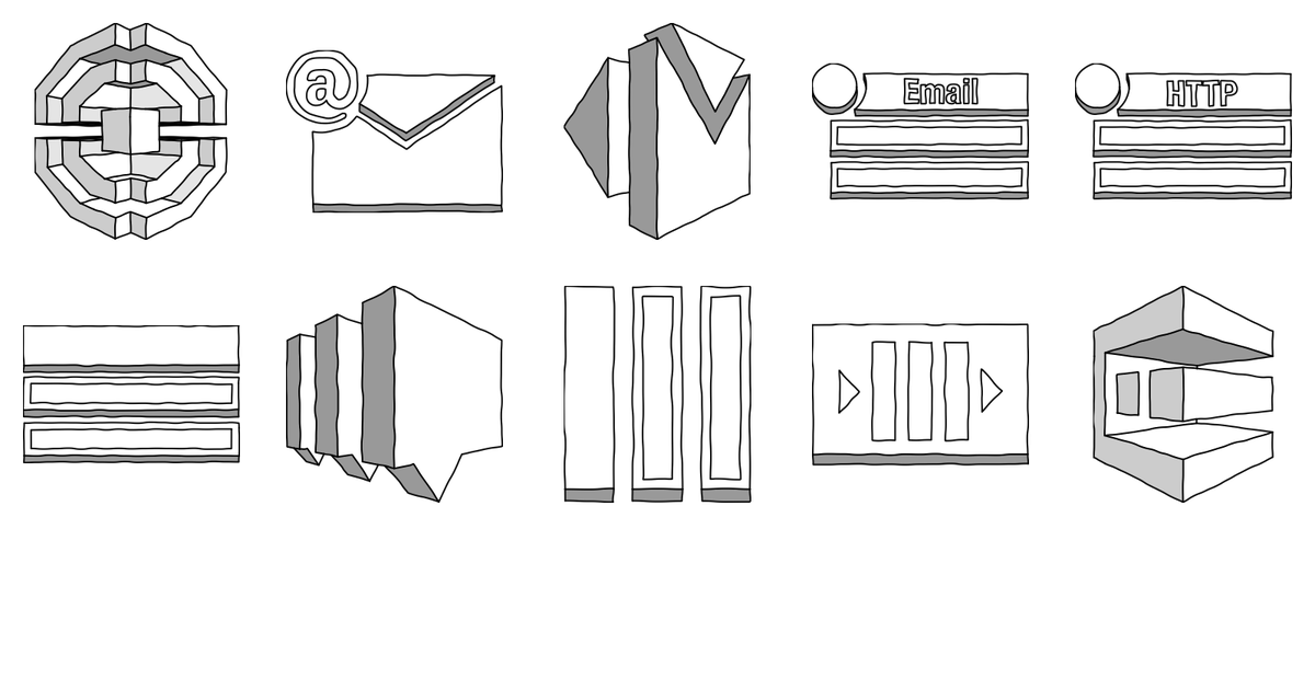 A selection of shapes from AWS Messaging