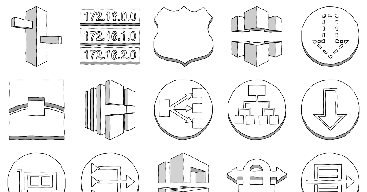 A selection of shapes from AWS Networking & Content Delivery