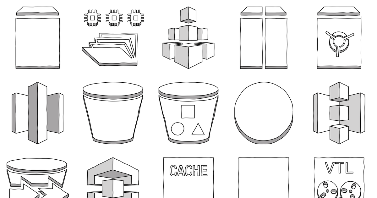 A selection of shapes from AWS Storage