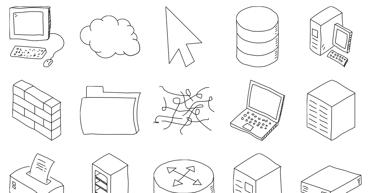 A selection of shapes from Computers/Networks