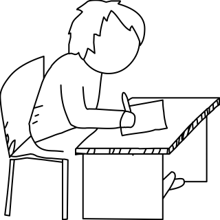 Boy At Desk from the Education shape library