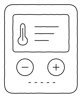 Wall thermostat from the HVAC: Air Handling & Room Comfort shape library