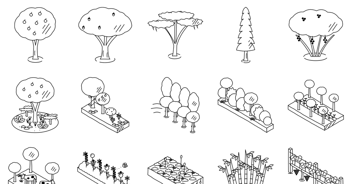 A selection of shapes from Regenerative Farm Isometric