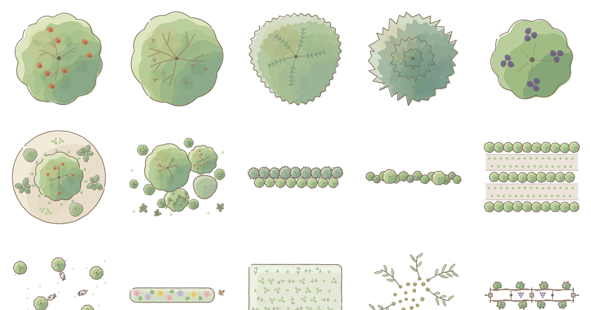 A selection of shapes from Regenerative Farm Plan (Watercolor)