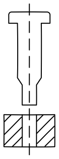 Punch and Die Button from the Tool & Die shape library