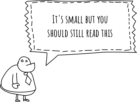 Drawing of dude saying you should read this text